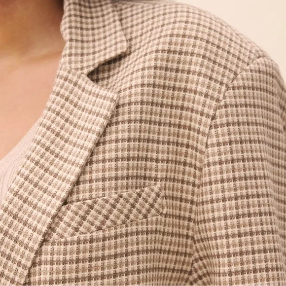 Djerf Avenue Weekend Blazer Checked Oat - Picture 4 of 4